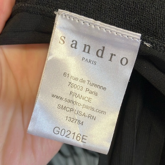 Sandro Silk Cotton cashmere blend Black pleated back open cardigan - Picture 5 of 7